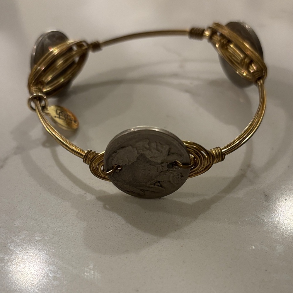 Alex and Ani Gold Wire Coin Bangle Bracelet - Gold and Silver